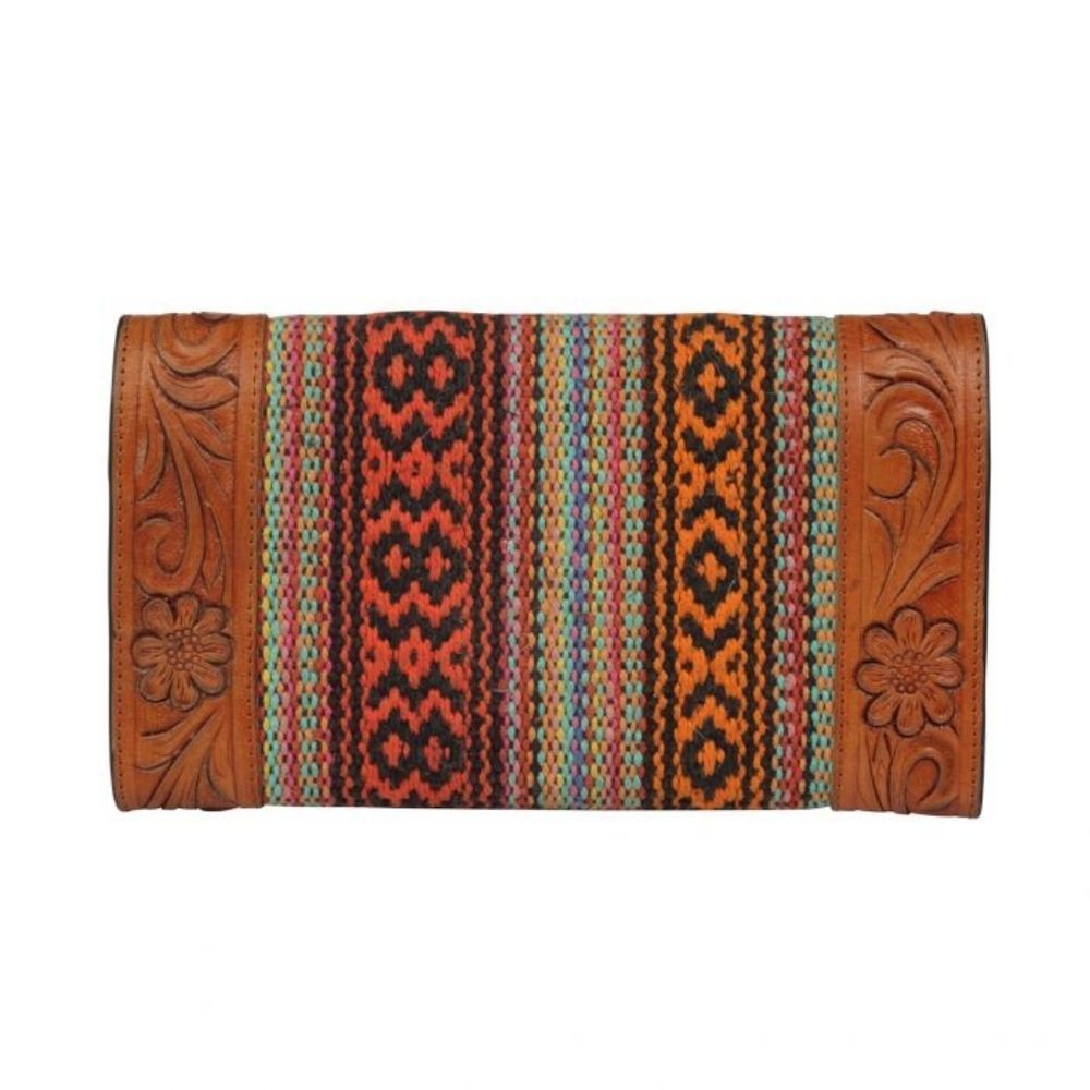 XL Acclaim tribal rug portfolio wallet, genuine handtooled leather - Picture 7 of 13